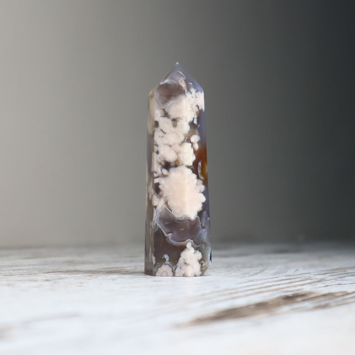 Blue Flower Agate Point | Emotional Balance, Self-Discovery &amp; New Beginnings
