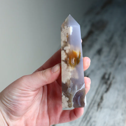 Blue Flower Agate Point | Emotional Balance, Self-Discovery &amp; New Beginnings