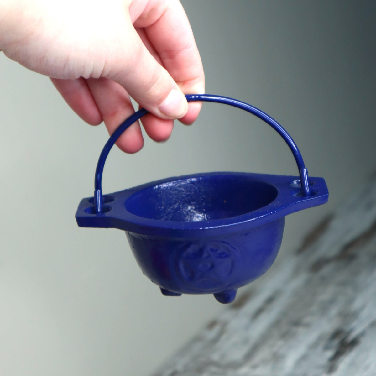 Cast Iron Pentagram Cauldron | Blue | Rituals, Intention &amp; Altar Magic