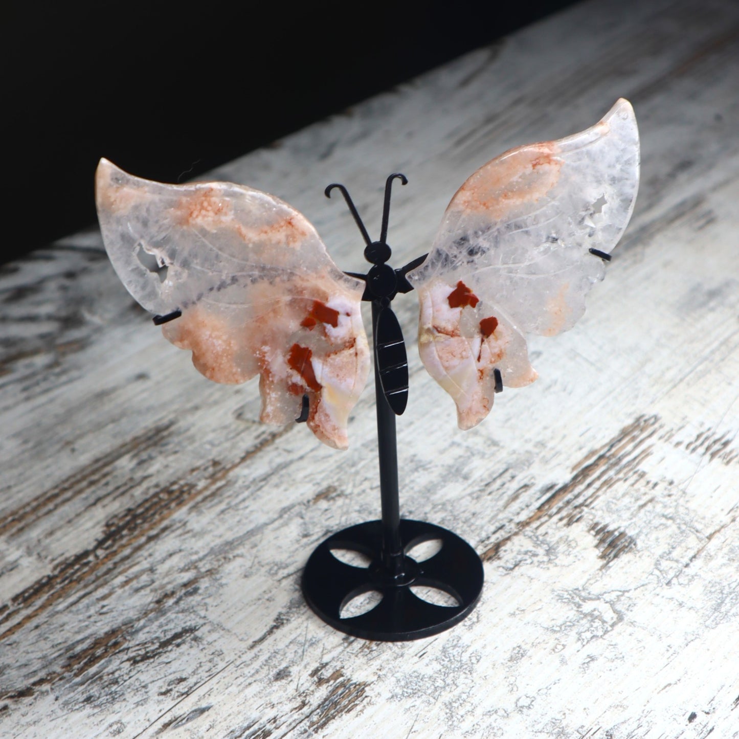Cherry Blossom Agate Butterfly on Stand | Growth, New Beginnings & Inner Bloom