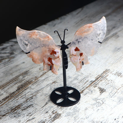 Cherry Blossom Agate Butterfly on Stand | Growth, New Beginnings & Inner Bloom