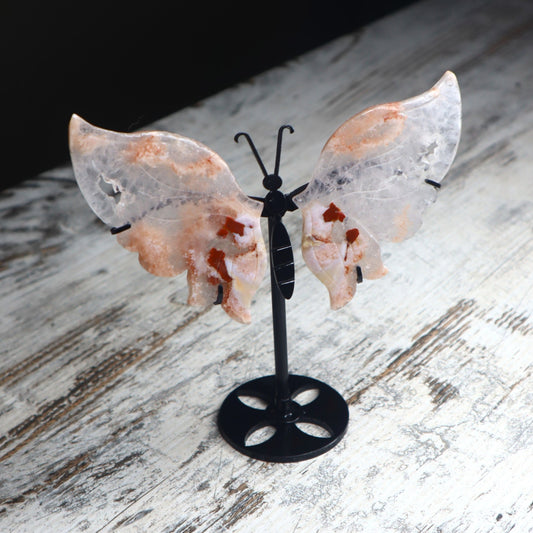 Cherry Blossom Agate Butterfly on Stand | Growth, New Beginnings & Inner Bloom