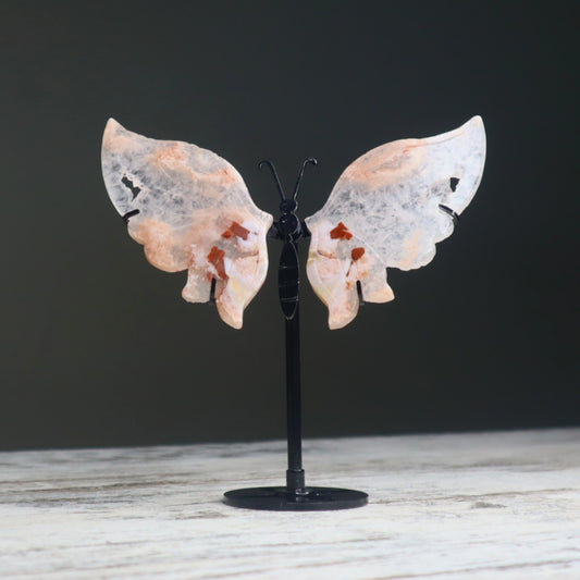 Cherry Blossom Agate Butterfly on Stand | Growth, New Beginnings & Inner Bloom