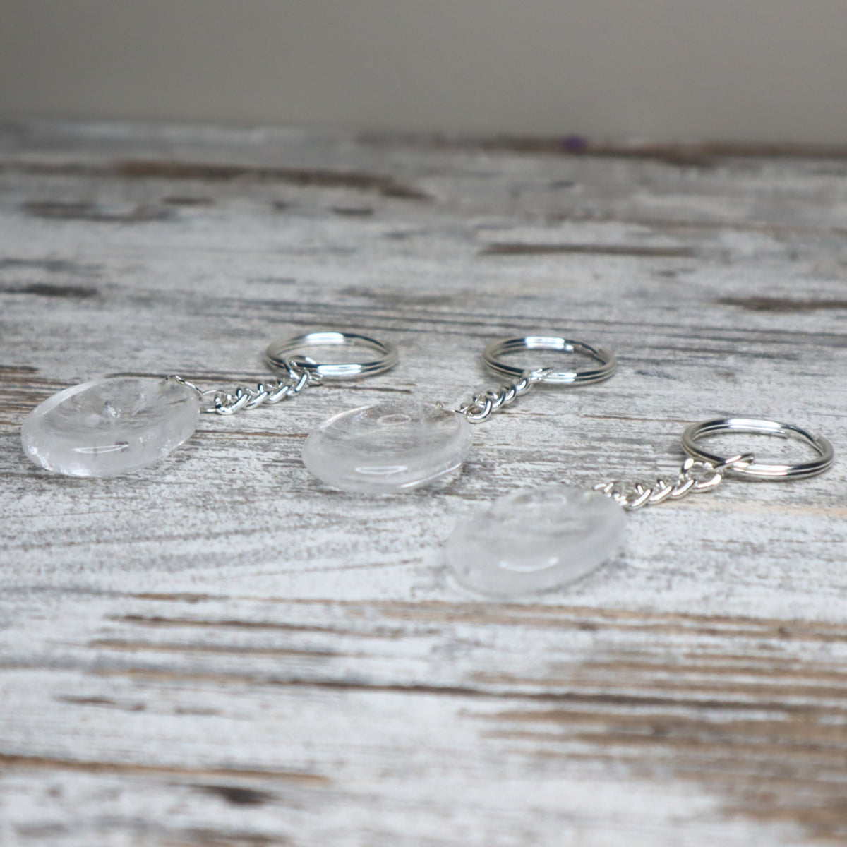 Clear Quartz Worry Stone Keychain | Clarity, Energy Amplification &amp; Alignment