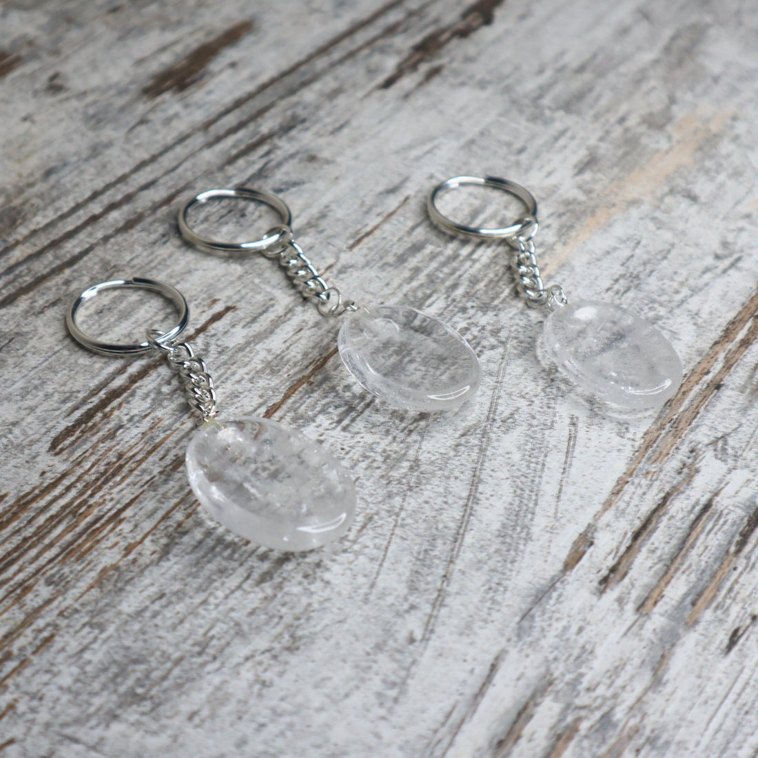 Clear Quartz Worry Stone Keychain | Clarity, Energy Amplification &amp; Alignment