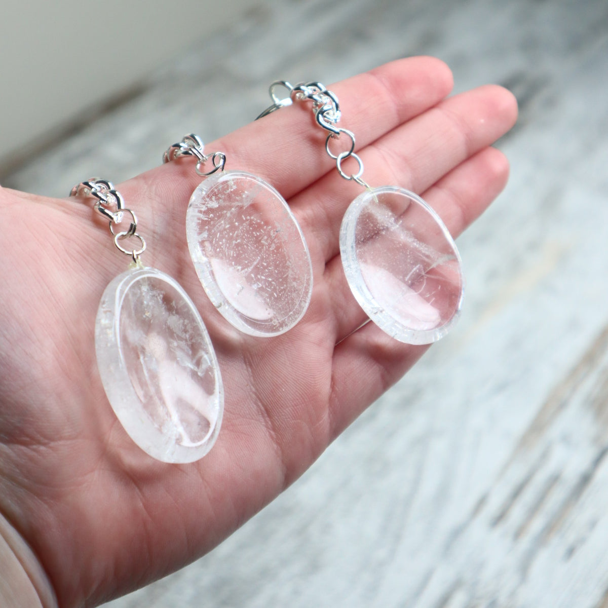 Clear Quartz Worry Stone Keychain | Clarity, Energy Amplification &amp; Alignment