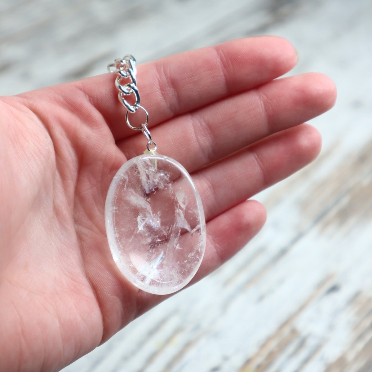 Clear Quartz Worry Stone Keychain | Clarity, Energy Amplification &amp; Alignment