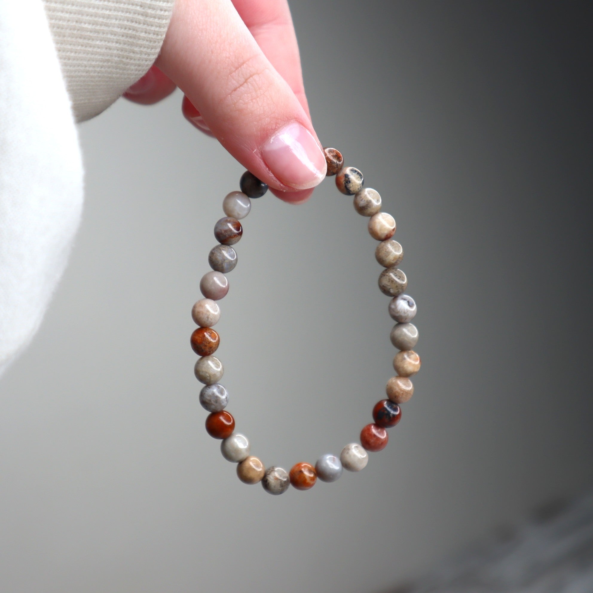 Coral Jasper Bead Bracelet | 6mm | Nurturing, Stability &amp; Emotional Strength