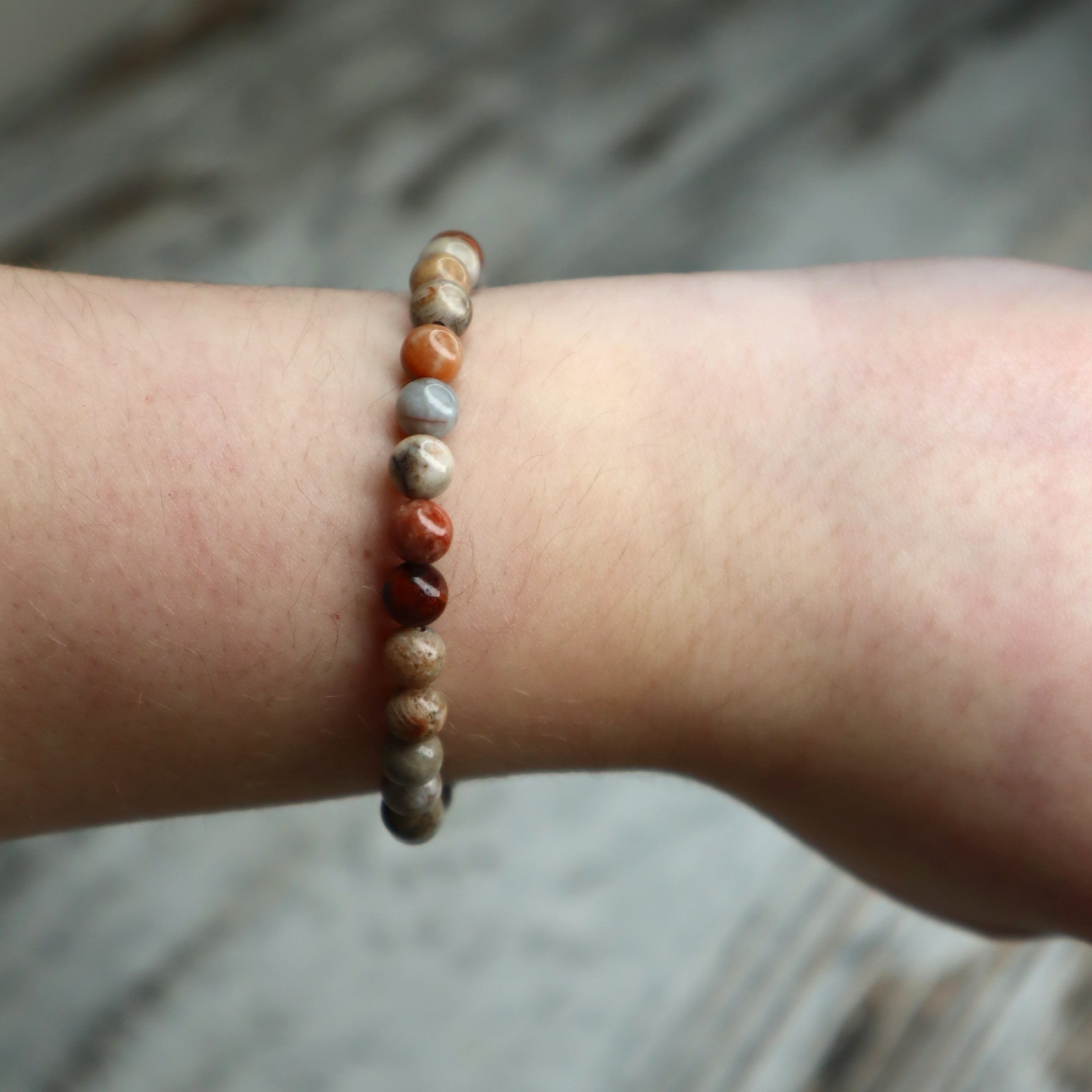 Coral Jasper Bead Bracelet | 6mm | Nurturing, Stability &amp; Emotional Strength