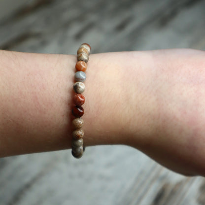 Coral Jasper Bead Bracelet | 6mm | Nurturing, Stability & Emotional Strength
