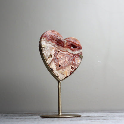 Crazy Lace Agate Heart on Stand | Joy, Balance & Uplifting Energy
