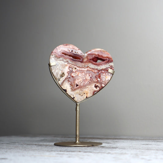 Crazy Lace Agate Heart on Stand | Joy, Balance & Uplifting Energy