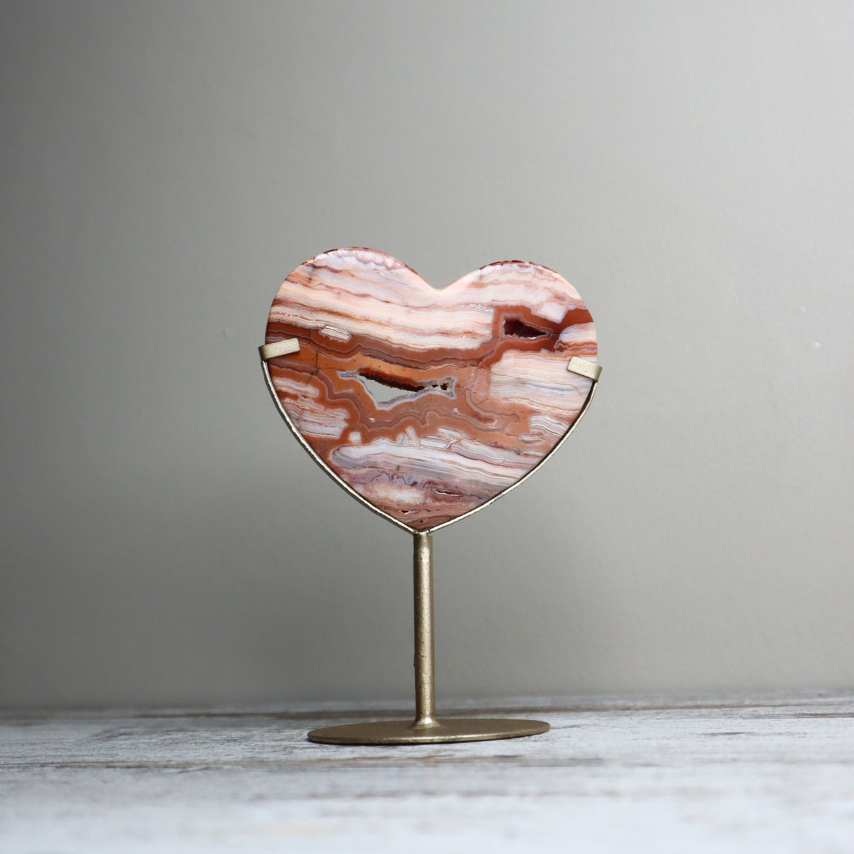 Crazy Lace Agate Heart on Stand | Joy, Stability &amp; Grounded Energy