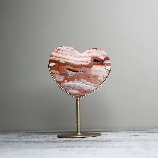 Crazy Lace Agate Heart on Stand | Joy, Stability & Grounded Energy