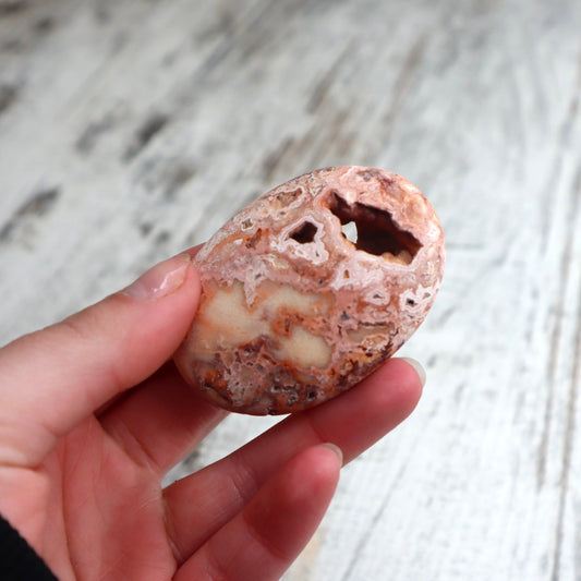 Crazy Lace Agate Druzy Palm Stone | Grounded Clarity, Inner Balance & Gentle Protection