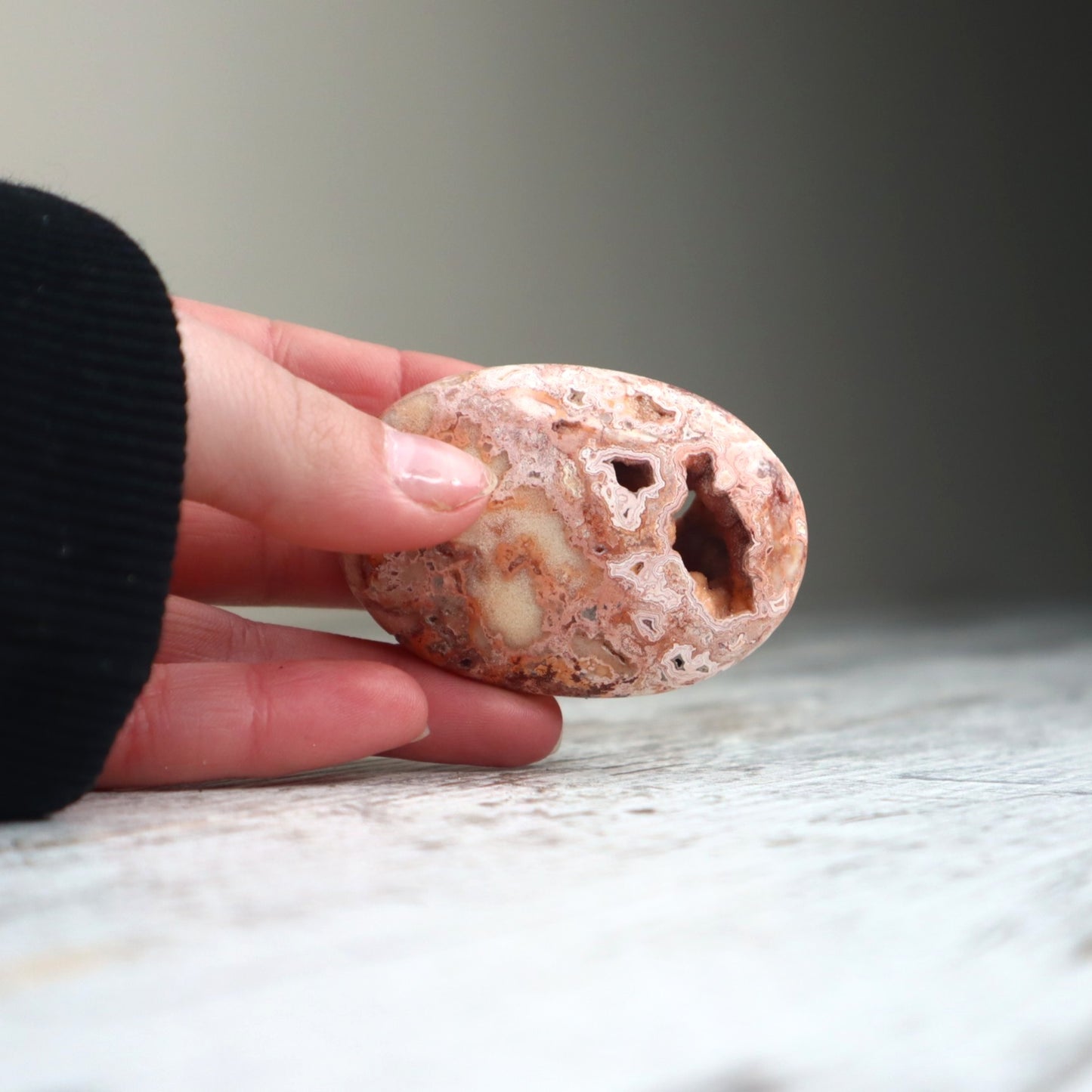 Crazy Lace Agate Druzy Palm Stone | Grounded Clarity, Inner Balance & Gentle Protection
