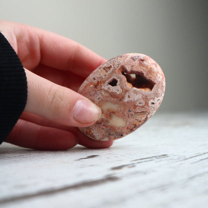 Crazy Lace Agate Druzy Palm Stone | Grounded Clarity, Inner Balance & Gentle Protection