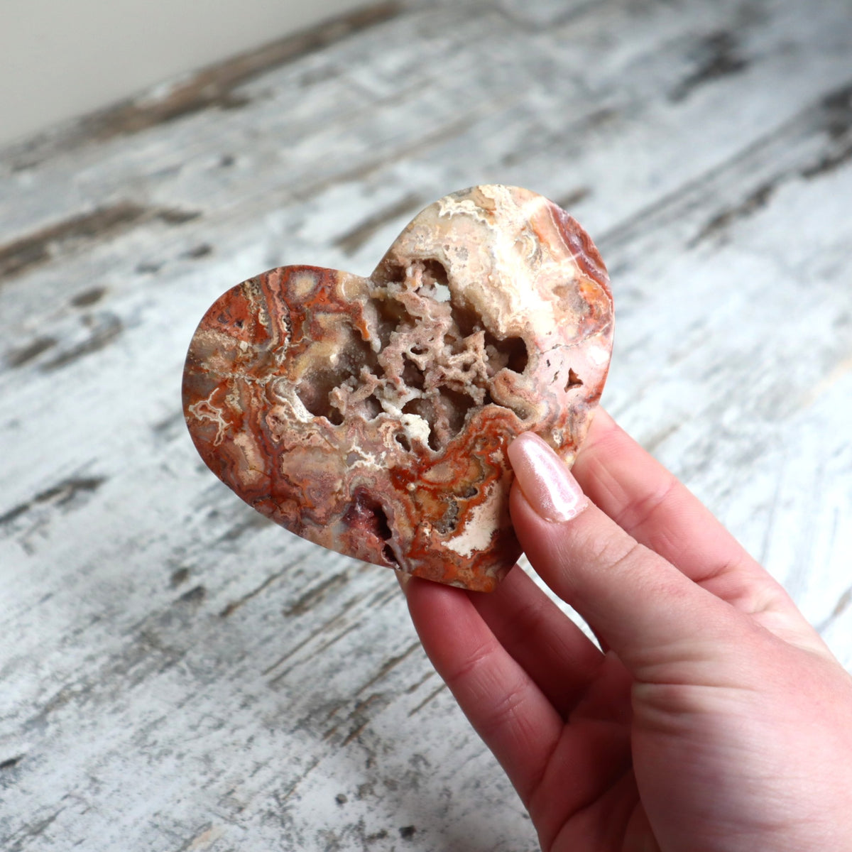 Crazy Lace Agate Heart on Stand | Joy, Vitality &amp; Emotional Flow