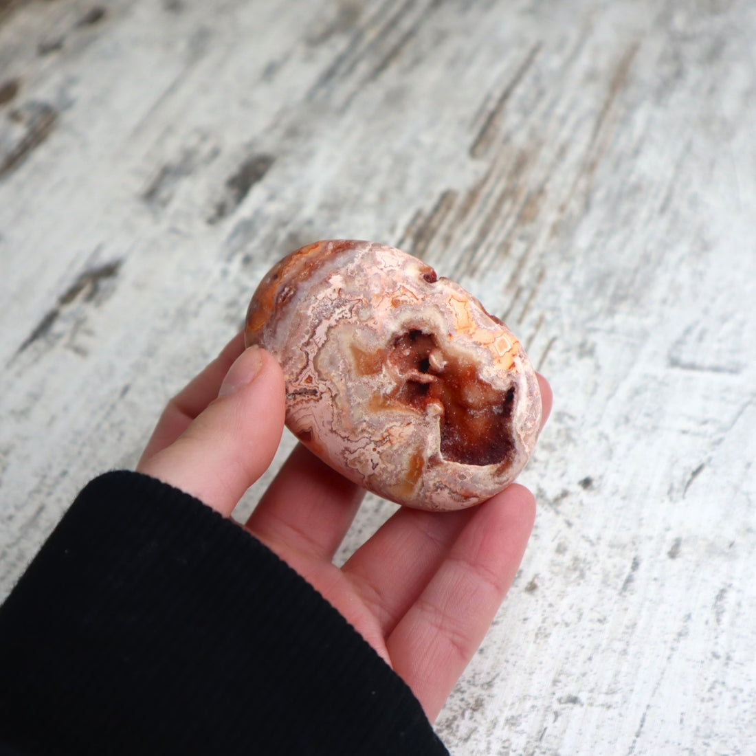 Crazy Lace Agate Druzy Palm Stone | Joy, Grounding &amp; Gentle Energy Renewal