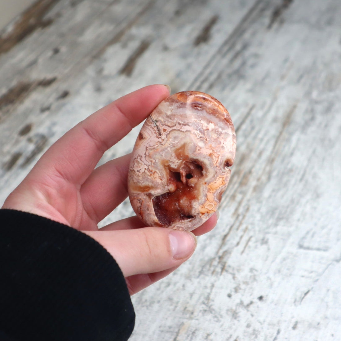 Crazy Lace Agate Druzy Palm Stone | Joy, Grounding &amp; Gentle Energy Renewal