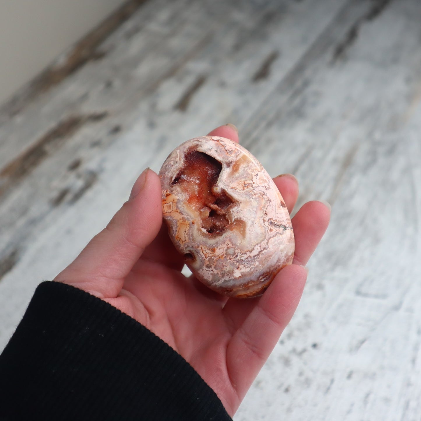 Crazy Lace Agate Druzy Palm Stone | Joy, Grounding & Gentle Energy Renewal
