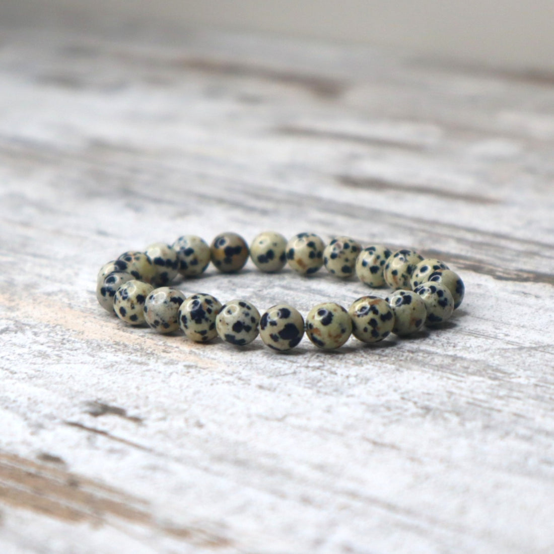 Dalmatian Jasper Bead Bracelet | 8mm | Joy, Protection &amp; Grounded Playfulness