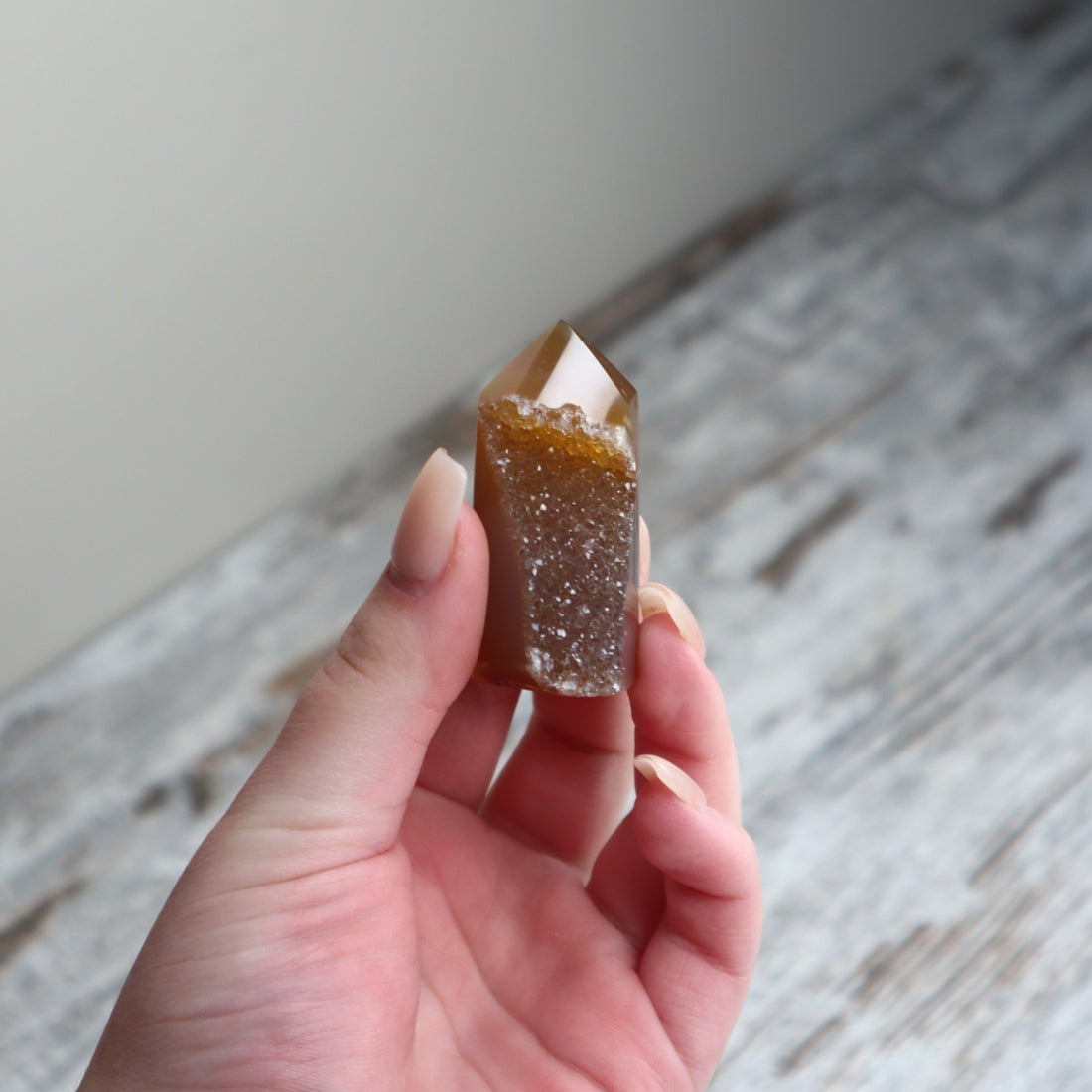Druzy Honey Agate Tower | Warmth + Grounded Optimism