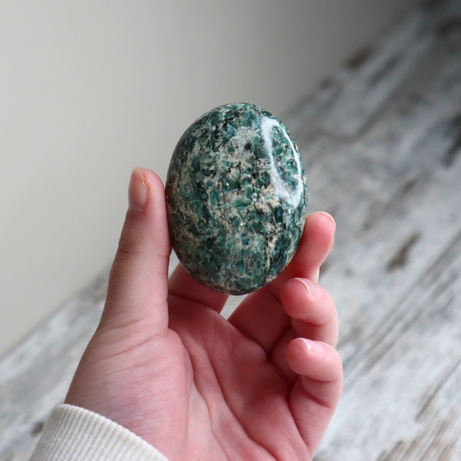 Emerald in Matrix Palm Stone | Love, Abundance &amp; Heart Wisdom