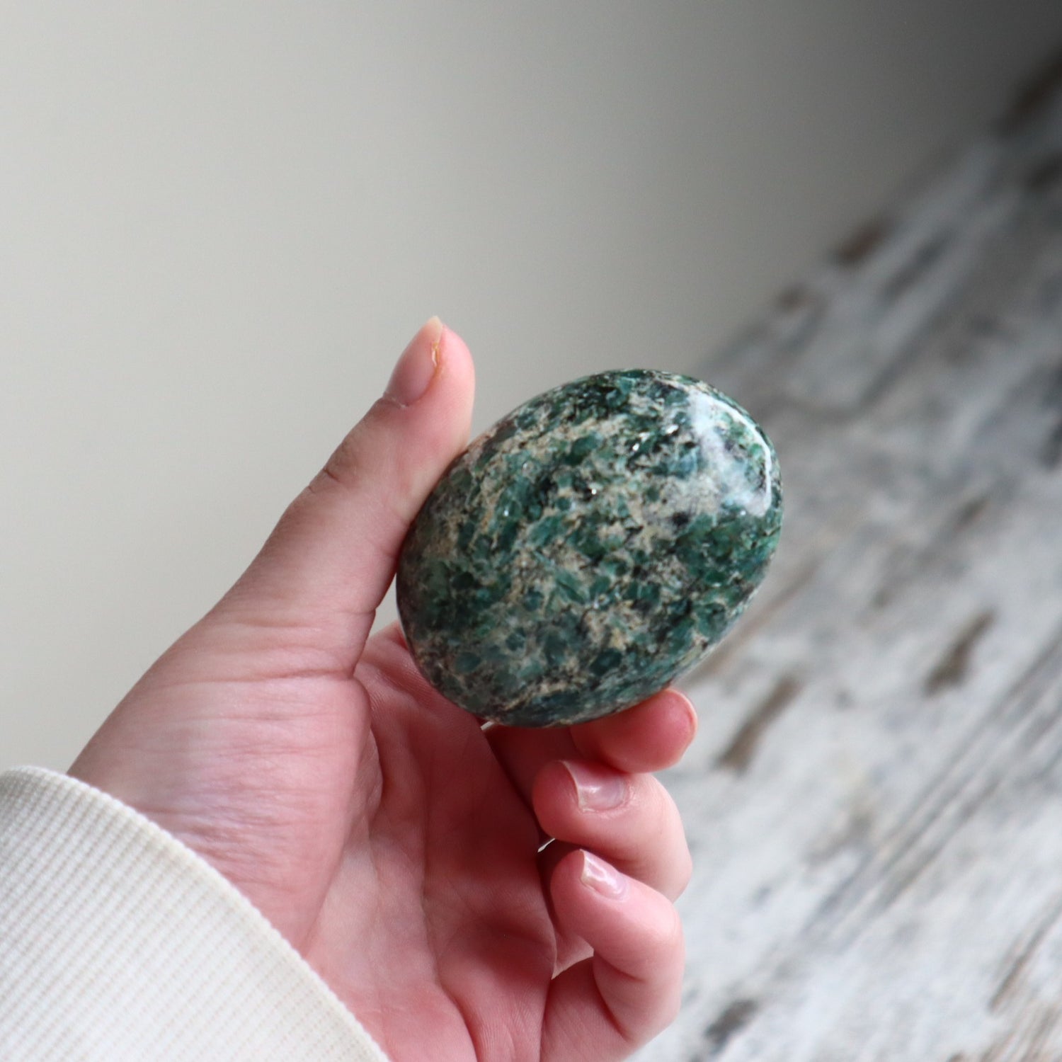 Emerald in Matrix Palm Stone | Love, Abundance &amp; Heart Wisdom