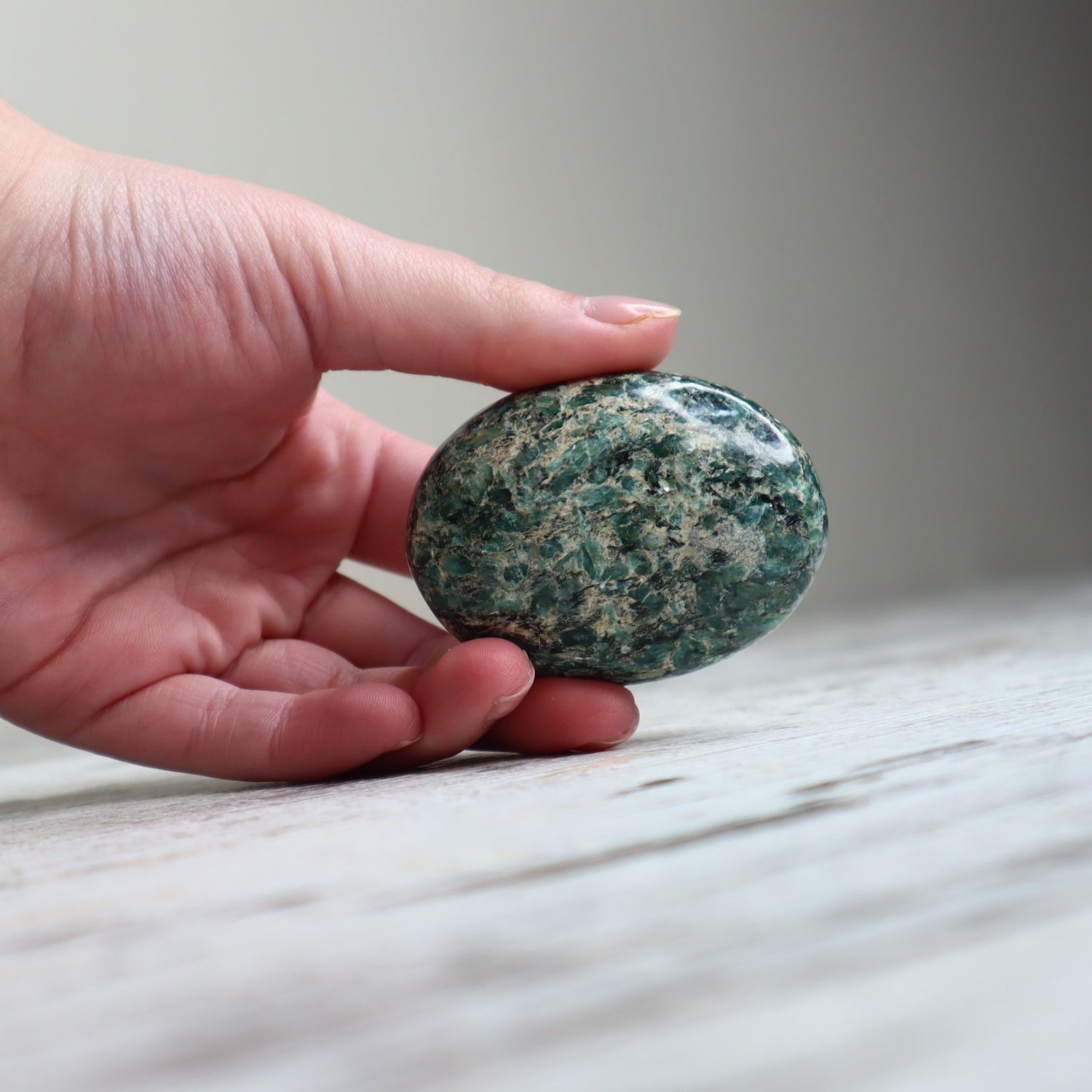 Emerald in Matrix Palm Stone | Love, Abundance &amp; Heart Wisdom