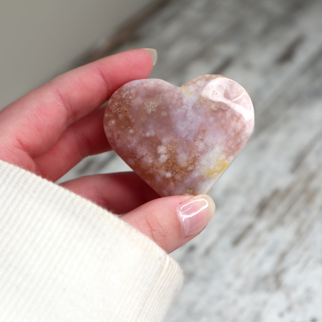Flower Agate Heart | Growth, Self-Discovery &amp; Blooming Potential
