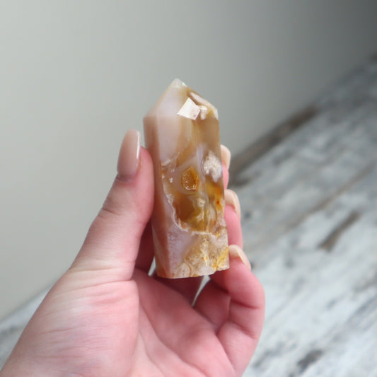 Flower Agate Point | Emotional Healing, Growth & Possibility