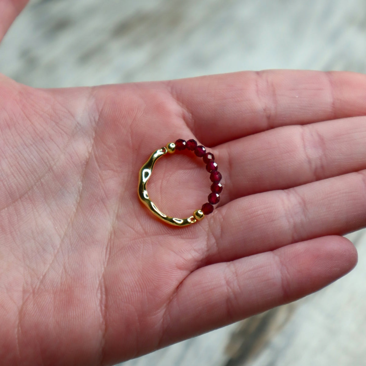 Garnet Beaded Ring | Passion, Confidence &amp; Grounding