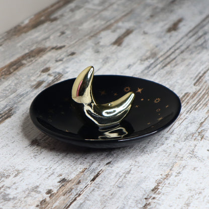 Gold Crescent Moon Incense Stick Holder | Lunar Magic, Intuition &amp; Sacred Stillness
