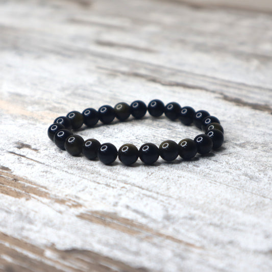 Gold Sheen Obsidian Bead Bracelet | 8mm | Protection, Clarity & Personal Power
