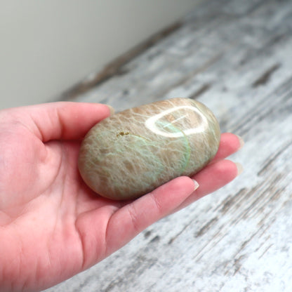 Green Moonstone (Garnierite) Palm Stone | Intuition, Emotional Healing & Divine Feminine Energy