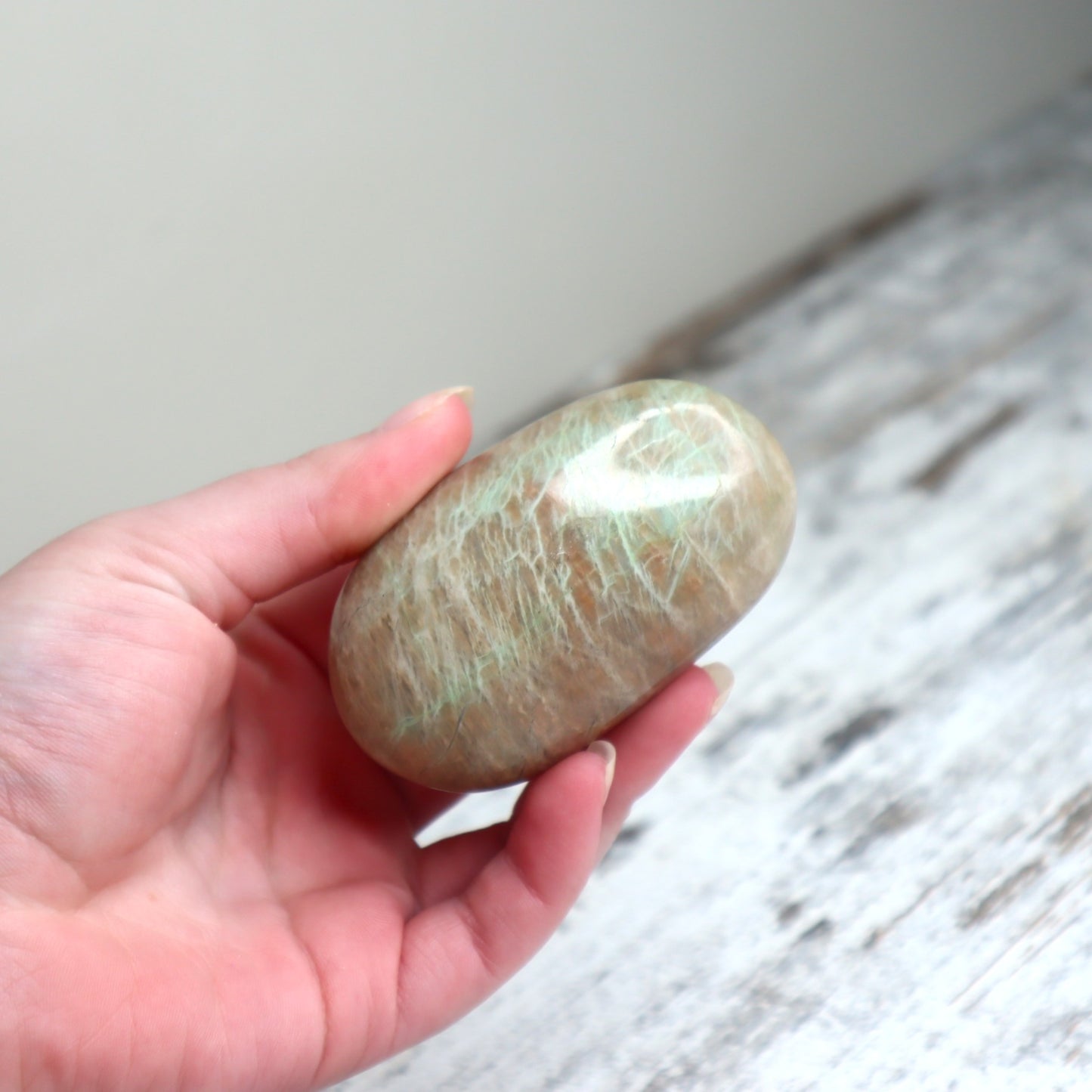 Green Moonstone (Garnierite) Palm Stone | Intuition, Emotional Healing & Divine Feminine Energy