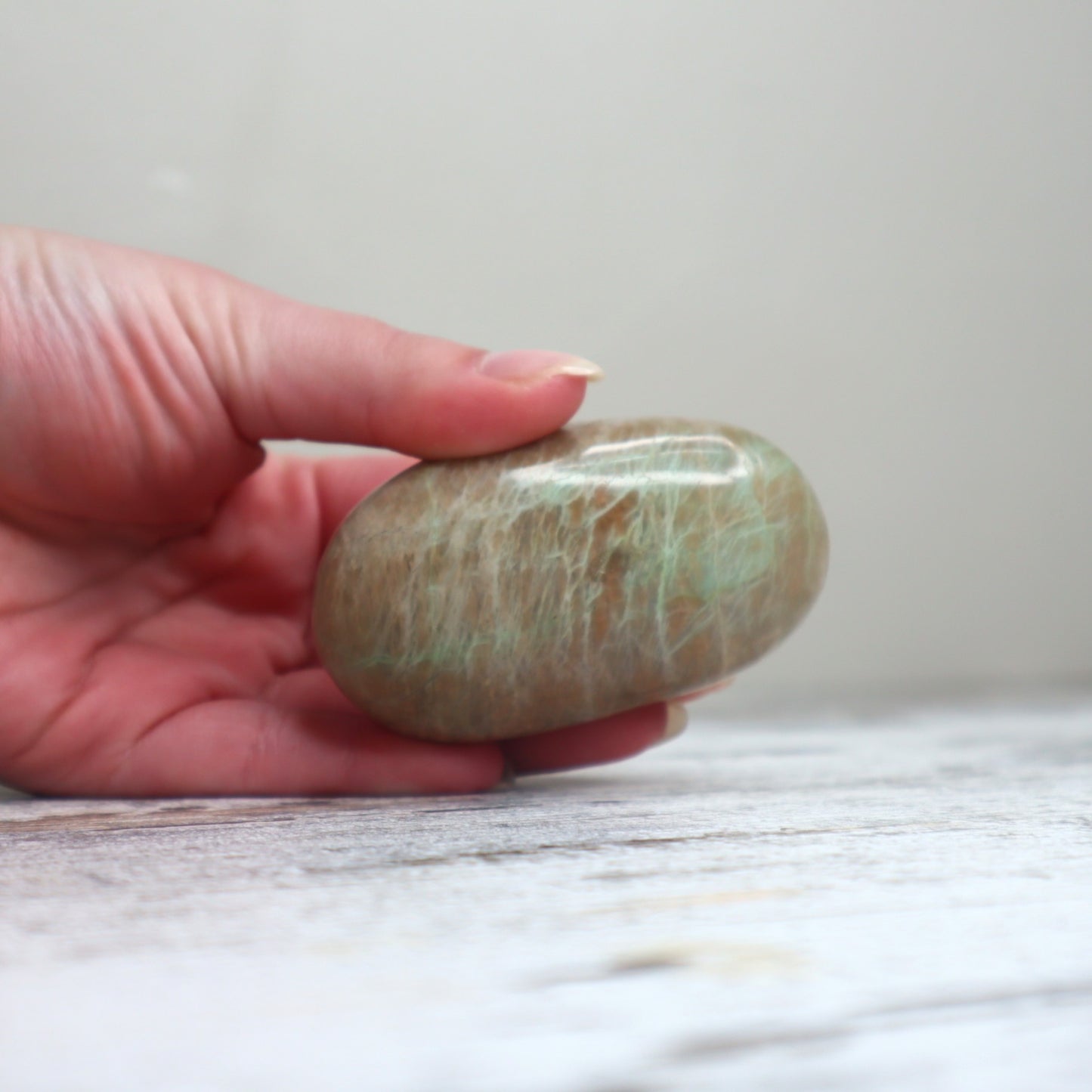Green Moonstone (Garnierite) Palm Stone | Intuition, Emotional Healing & Divine Feminine Energy