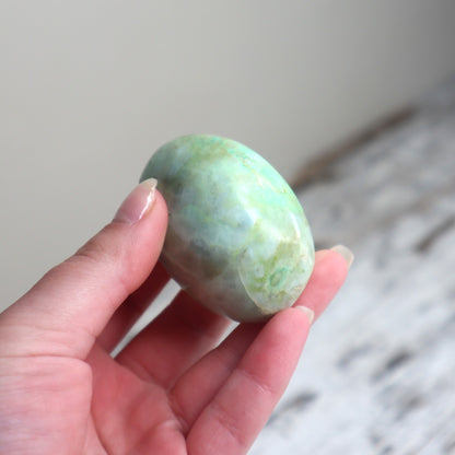 Green Moonstone (Garnierite) Palm Stone | Emotional Balance, Intuition & Gentle Renewal
