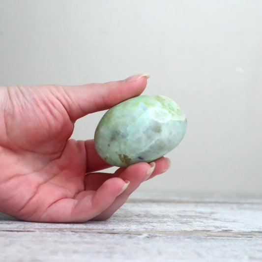 Green Moonstone (Garnierite) Palm Stone | Emotional Balance, Intuition & Gentle Renewal