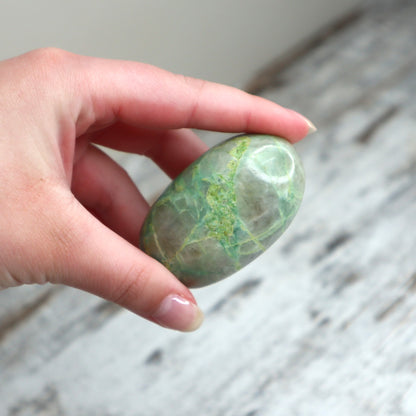 Green Moonstone (Garnierite) Palm Stone | Intuition, Emotional Balance & New Beginnings