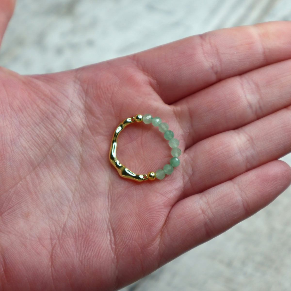 Green Aventurine Beaded Ring | Abundance, Luck &amp; New Beginnings