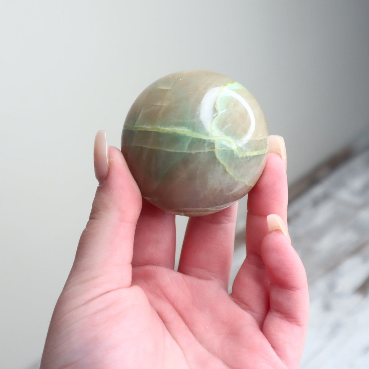 Green Moonstone (Garnierite) Palm Stone | Emotional Balance, Intuition &amp; New Beginnings
