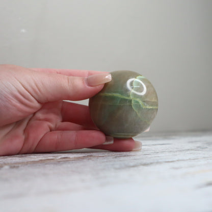 Green Moonstone (Garnierite) Palm Stone | Emotional Balance, Intuition &amp; New Beginnings