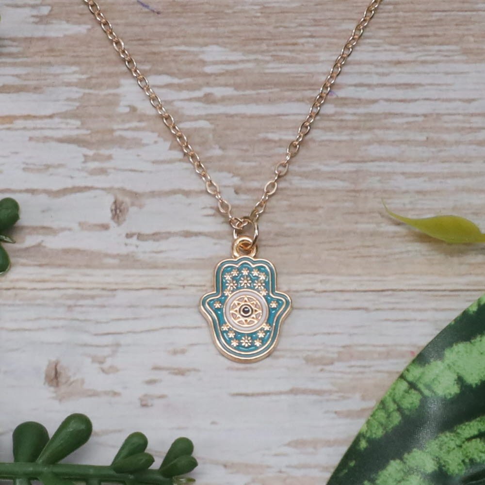 Hand of Hamsa Necklace Greeting Card | Protection, Peace &amp; Divine Guidance