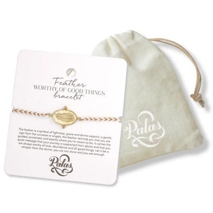 Feather 'Worthy Of Good Things' Bracelet | Self-Love, Worthiness & Joy