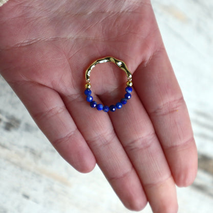 Lapis Lazuli Beaded Ring | Wisdom, Intuition &amp; Truth