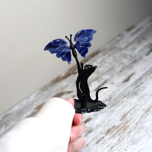 Sodalite Cat & Butterfly Display | Wisdom, Intuition & Inner Calm
