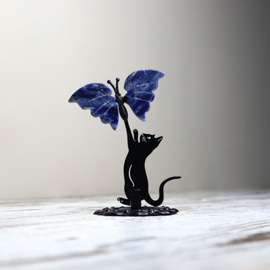 Sodalite Cat & Butterfly Display | Wisdom, Intuition & Inner Calm