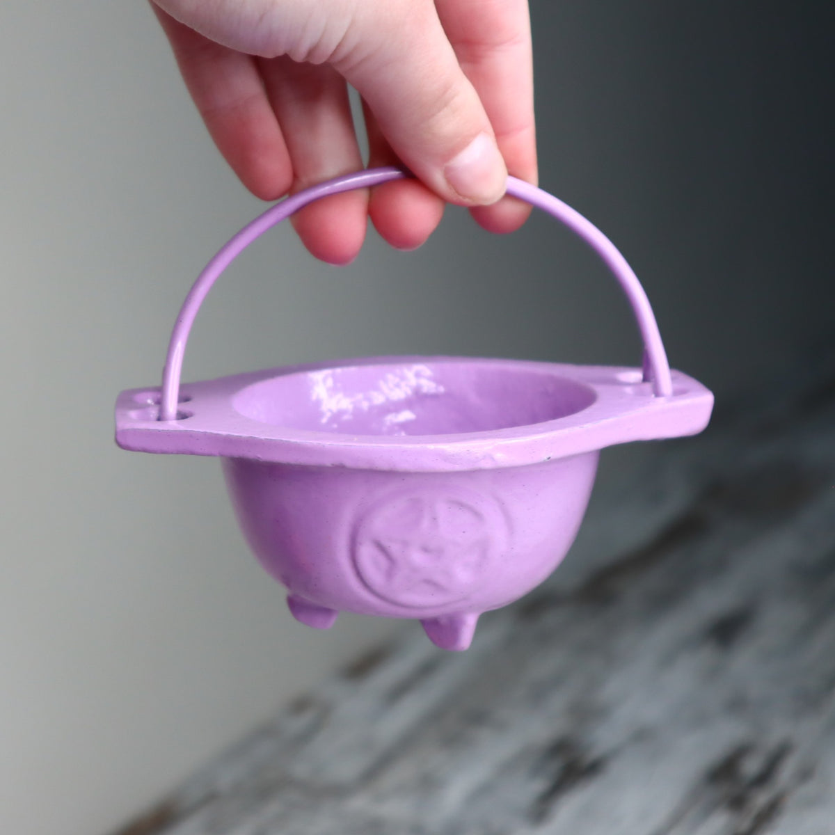 Cast Iron Pentagram Cauldron | Lavender | Rituals, Intention &amp; Altar Magic